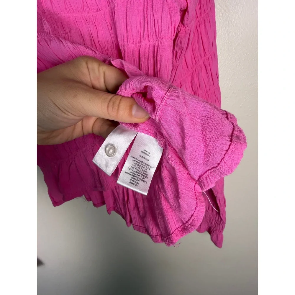SANCTUARY Coquette StatementSmocked Women Small Pink Long Sleeve Ruffle Blouse